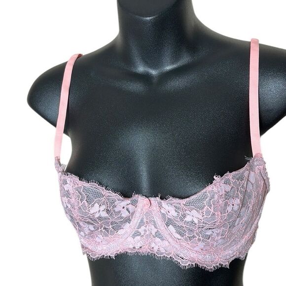 Victoria’s Secret dream angels unpadded push up coquette lace pink 32D fairy - Picture 1 of 4